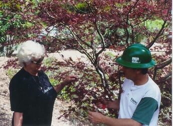 Arborist providing tree health advice to a customer in Chesterfield, MO